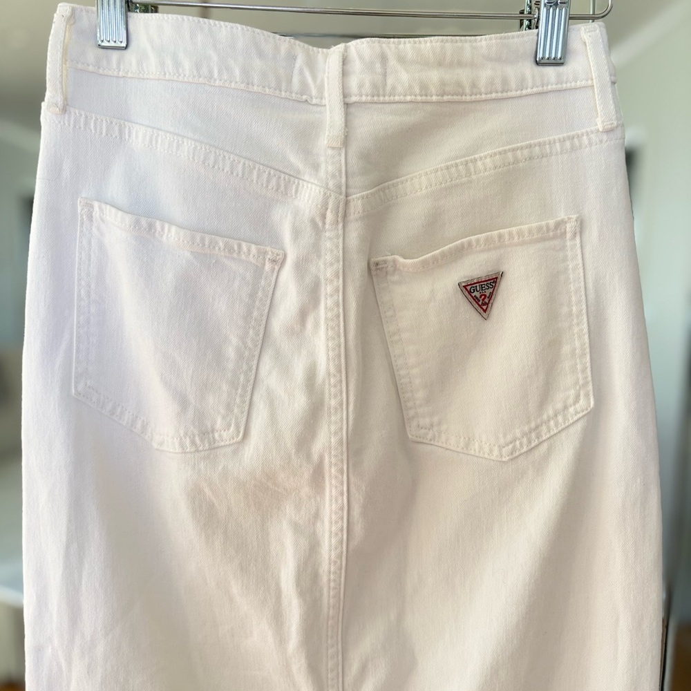 Guess White Denim midi Skirt